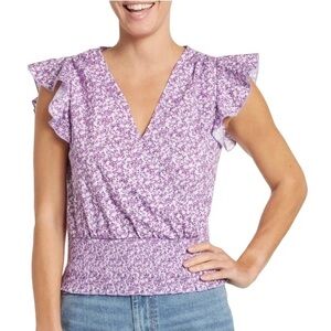 1 STATE Flutter Sleeve Crossover Top